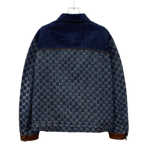 Gucci Dark blue logo jacquard monogram cotton button-up denim jacket - Picture 2 of 9